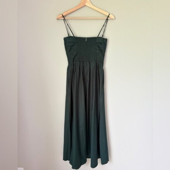 NEW Reformation Lissa Cotton Midi Dress Forest Green Removable Strap | US 4 UK 8 - Picture 8 of 13